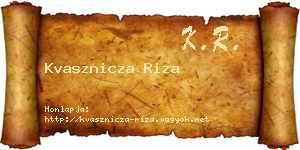 Kvasznicza Riza névjegykártya